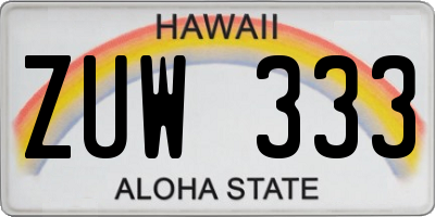 HI license plate ZUW333