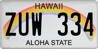 HI license plate ZUW334