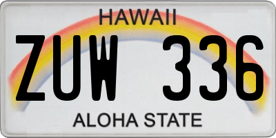 HI license plate ZUW336