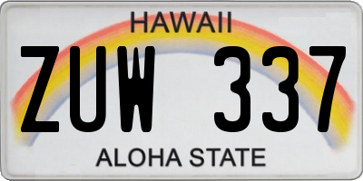 HI license plate ZUW337