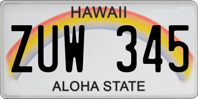 HI license plate ZUW345