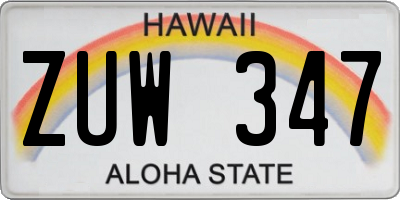 HI license plate ZUW347