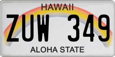HI license plate ZUW349