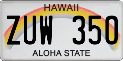 HI license plate ZUW350