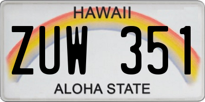 HI license plate ZUW351