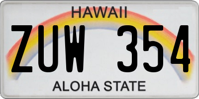 HI license plate ZUW354