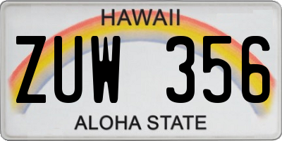 HI license plate ZUW356