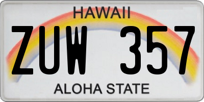 HI license plate ZUW357