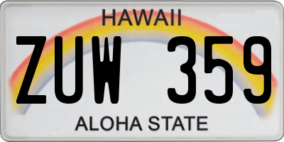 HI license plate ZUW359