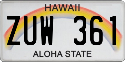 HI license plate ZUW361