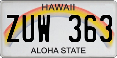 HI license plate ZUW363