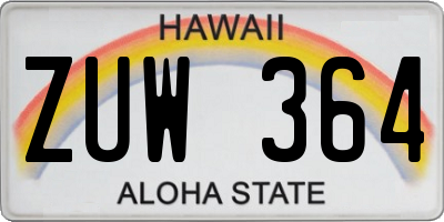 HI license plate ZUW364