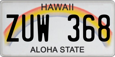 HI license plate ZUW368