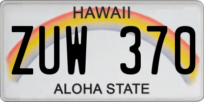 HI license plate ZUW370