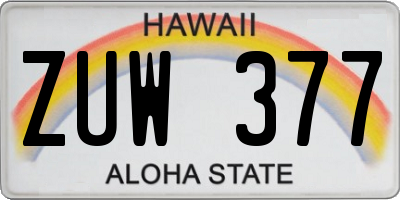 HI license plate ZUW377