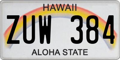 HI license plate ZUW384