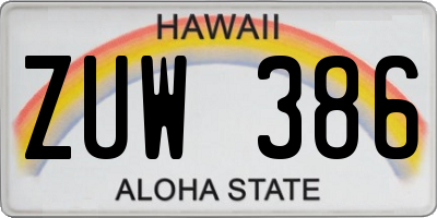 HI license plate ZUW386