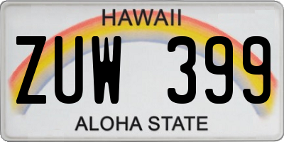 HI license plate ZUW399