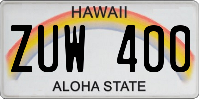 HI license plate ZUW400