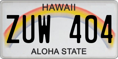 HI license plate ZUW404
