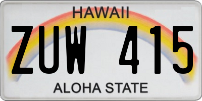 HI license plate ZUW415