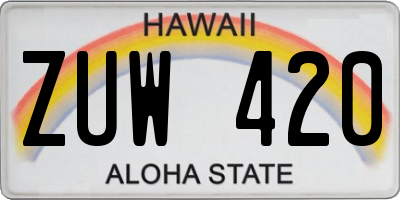 HI license plate ZUW420