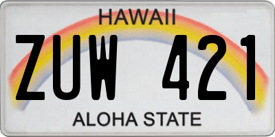 HI license plate ZUW421