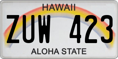 HI license plate ZUW423