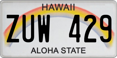 HI license plate ZUW429
