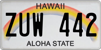HI license plate ZUW442