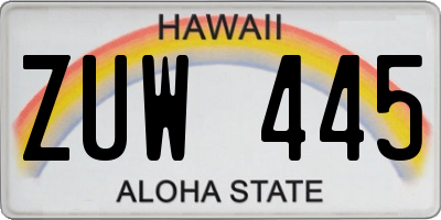 HI license plate ZUW445