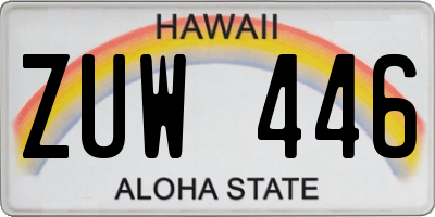 HI license plate ZUW446