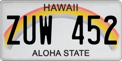 HI license plate ZUW452