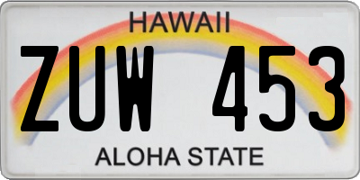 HI license plate ZUW453