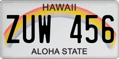 HI license plate ZUW456