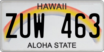 HI license plate ZUW463
