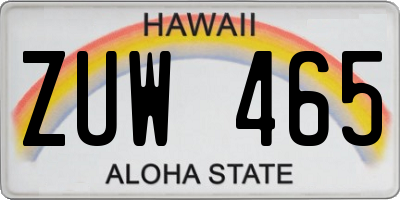 HI license plate ZUW465