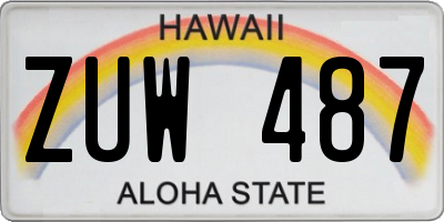 HI license plate ZUW487