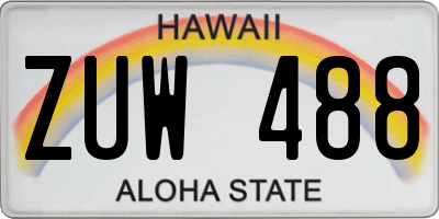 HI license plate ZUW488