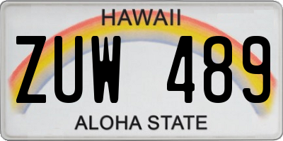 HI license plate ZUW489