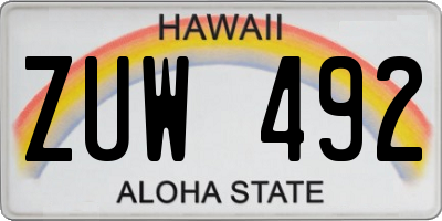 HI license plate ZUW492