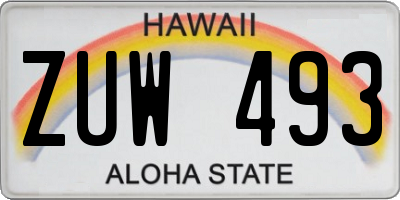 HI license plate ZUW493