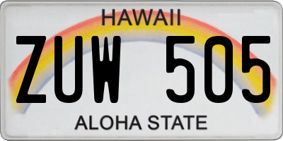 HI license plate ZUW505
