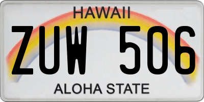 HI license plate ZUW506