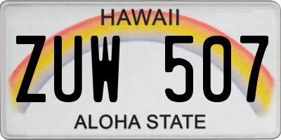 HI license plate ZUW507