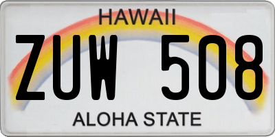 HI license plate ZUW508