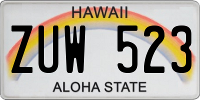 HI license plate ZUW523