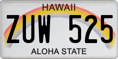 HI license plate ZUW525