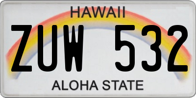 HI license plate ZUW532