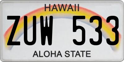 HI license plate ZUW533